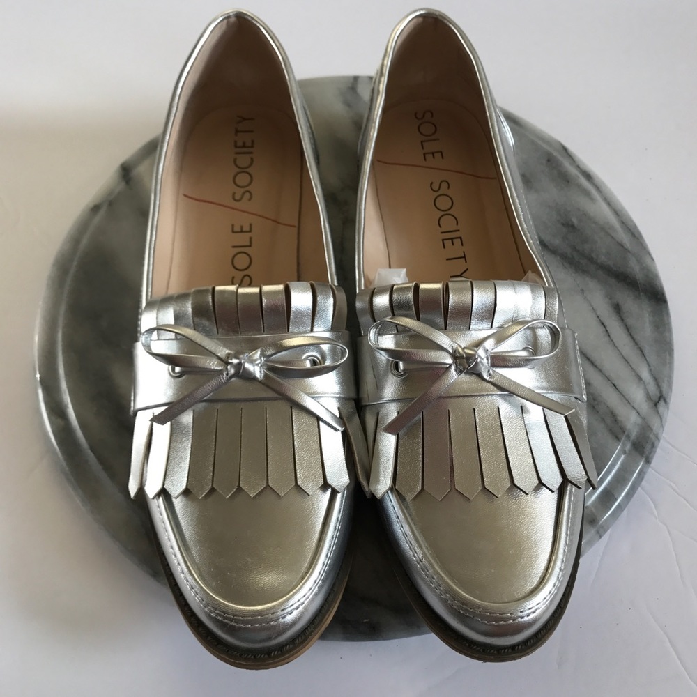 Sole Society "Huxley" silver loafers
